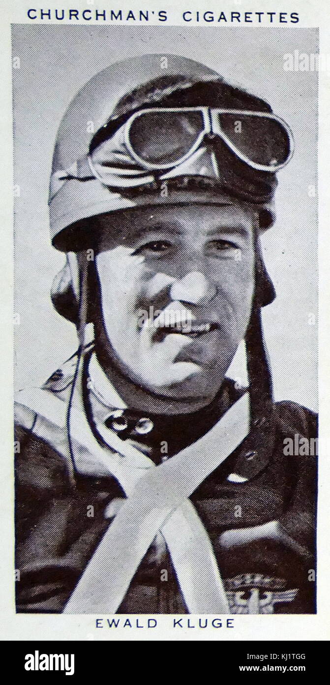 Churchman Kings of Speed Series cigarette card depicting Ewald Kluge (1909-1964) a German motorcyclist. Dated 20th Century Stock Photo