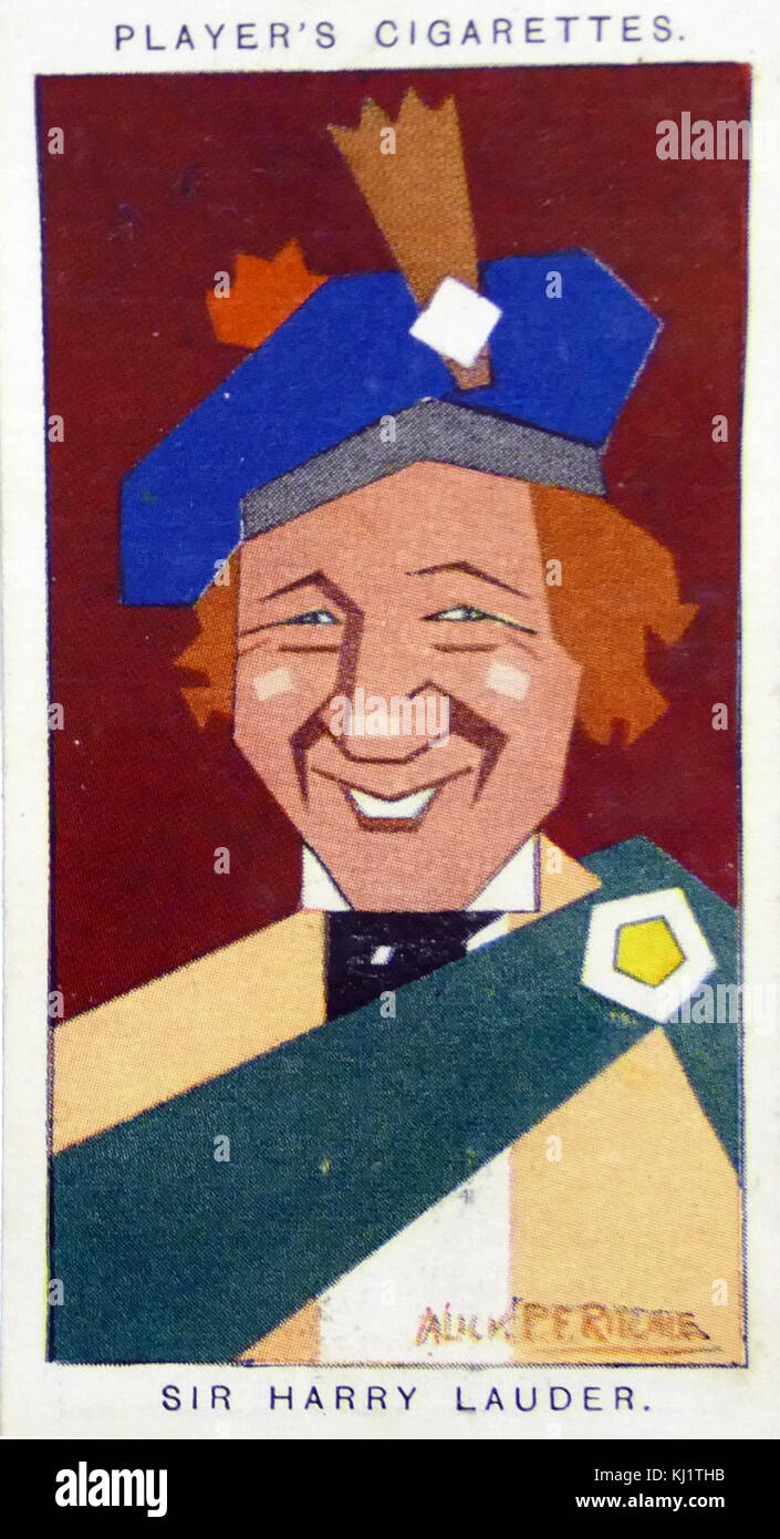 Player's cigarette card depicting Harry Lauder (1870-1950) a Scottish music hall and vaudeville theatre singer and comedian, and a substantial landowner. Dated 20th Century Stock Photo