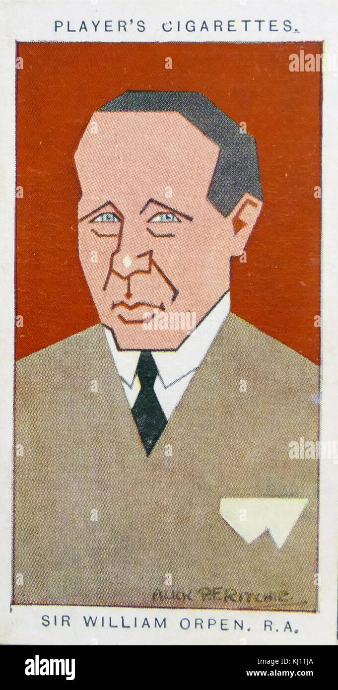 Player's cigarette card depicting Major Sir William Newenham Montague Orpen (1878-1931) an Irish artist who worked mainly in London. Dated 20th Century Stock Photo
