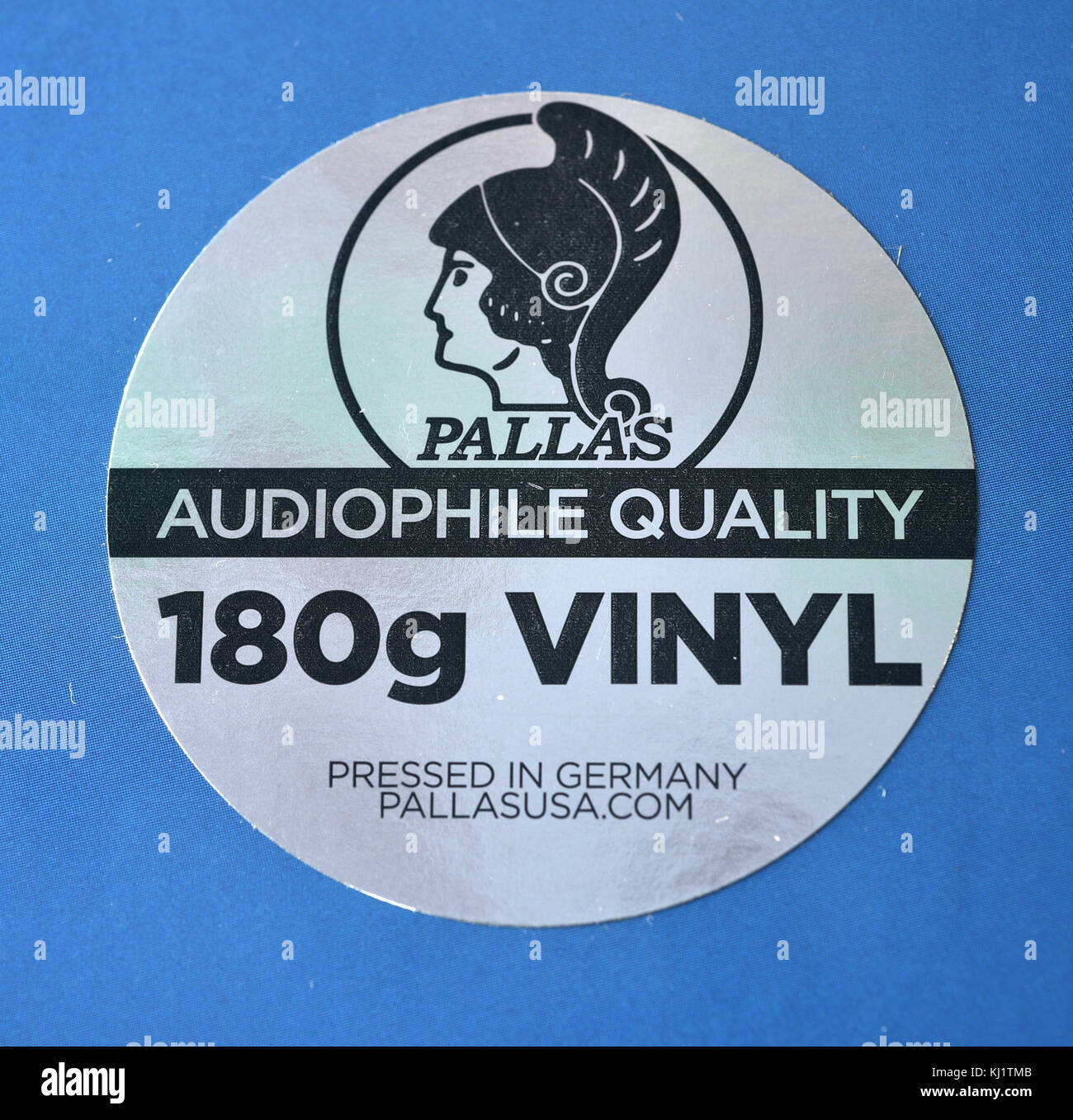 A sticker from a new vinyl album Audiophile Quality 180g Vinyl Stock Photo