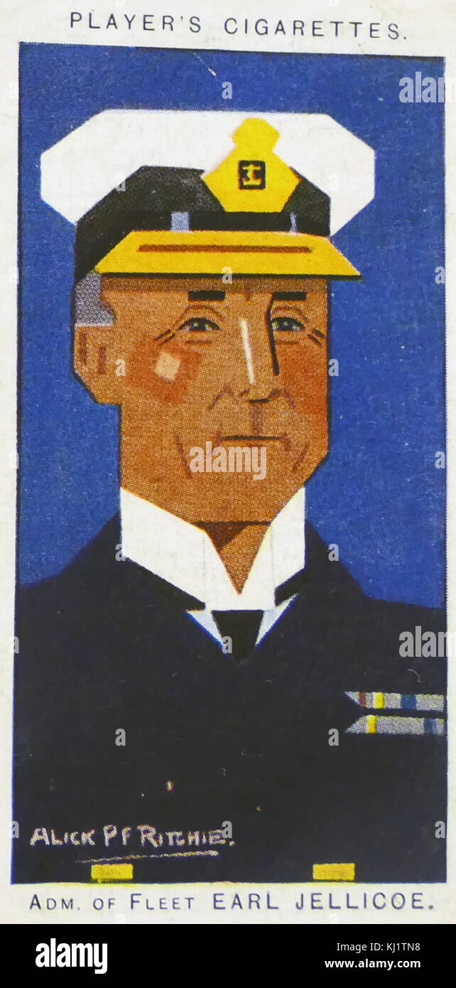 Player's cigarette card depicting John Jellicoe, 1st Earl Jellicoe (1859–1935), Royal Navy, Admiral of the Fleet. Dated 20th Century Stock Photo