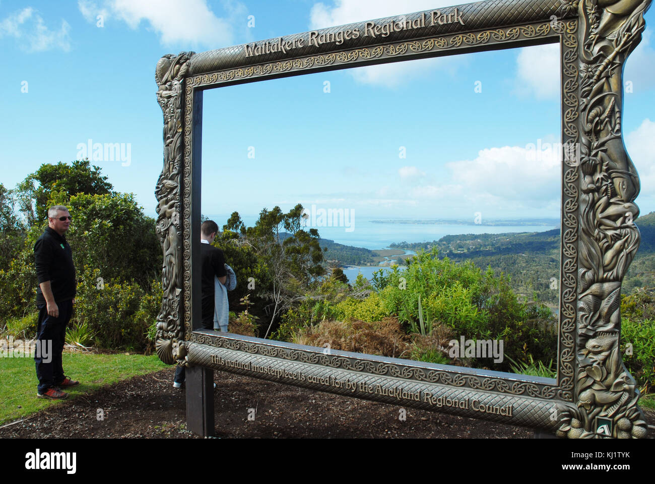 Big wooden picture frame, Arataki Visitor Centre, Waitakere Ranges Regional Park, near Auckland