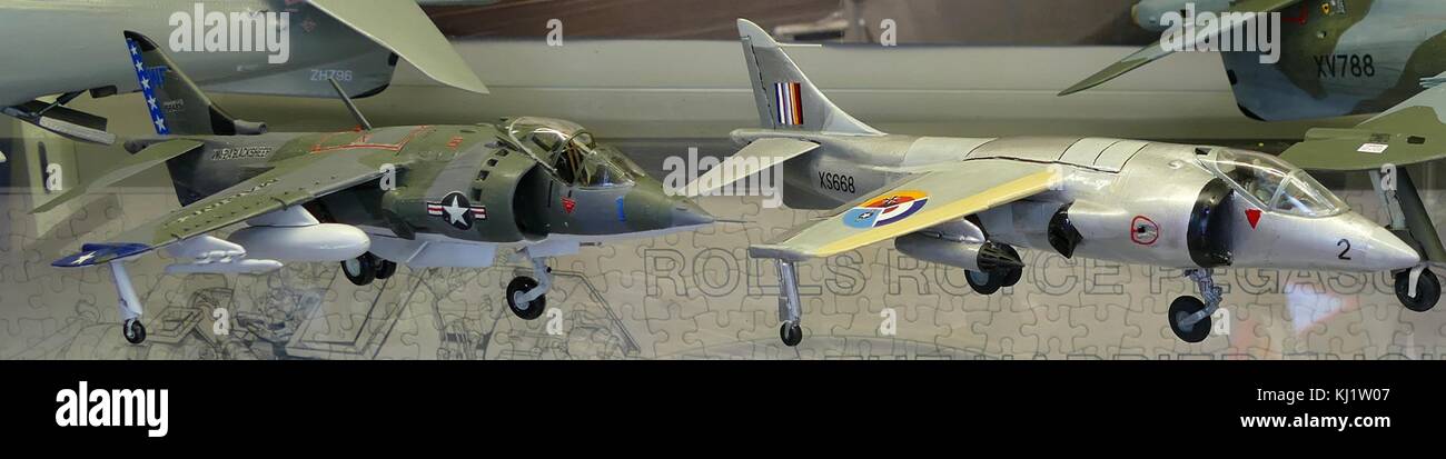Model of the HS Harrier AV8A. This particular plane type was used in the UK, USA, Spain and later Thailand. Dated 20th Century Stock Photo