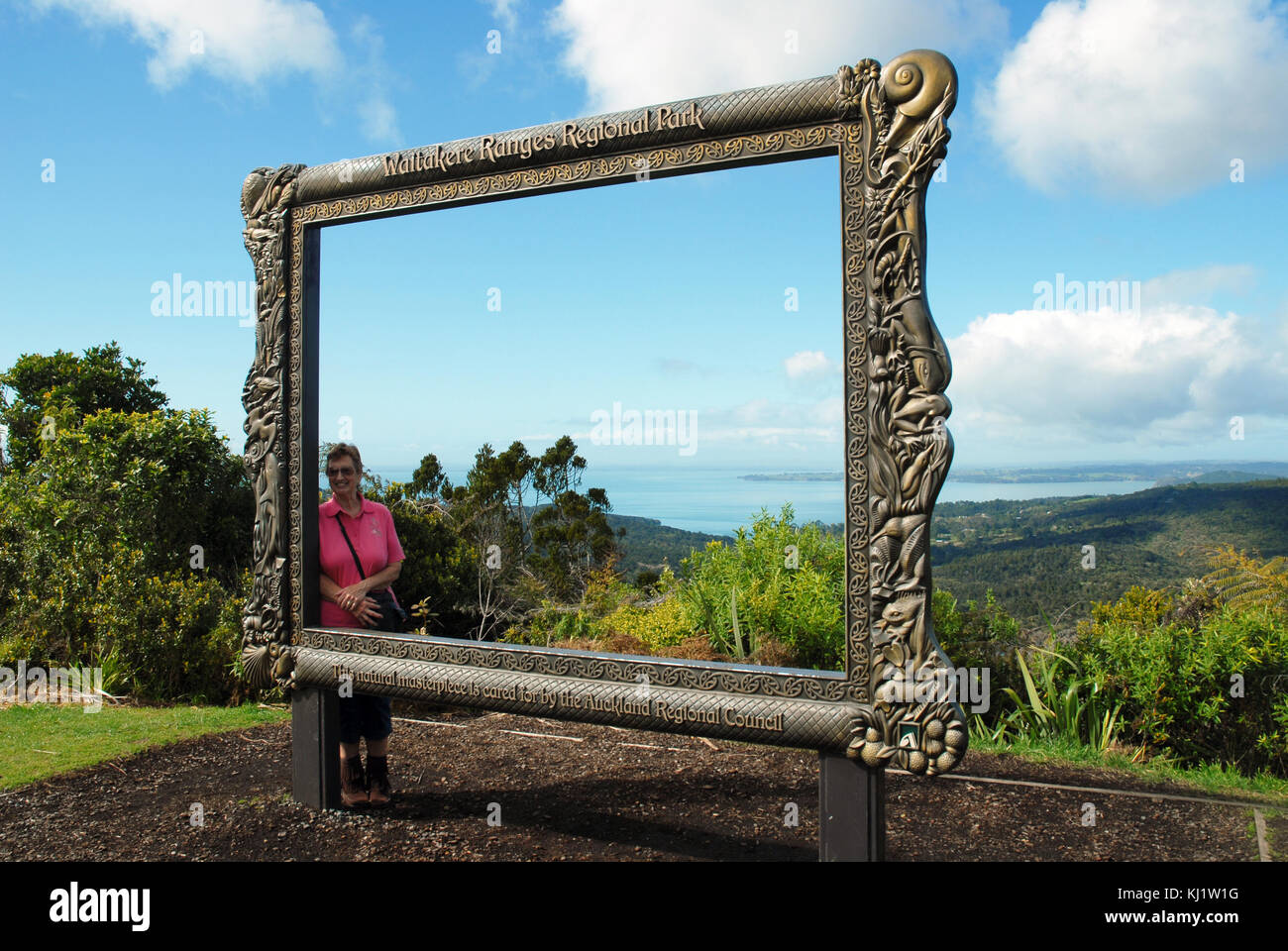 Big wooden picture frame, Arataki Visitor Centre, Waitakere Ranges
