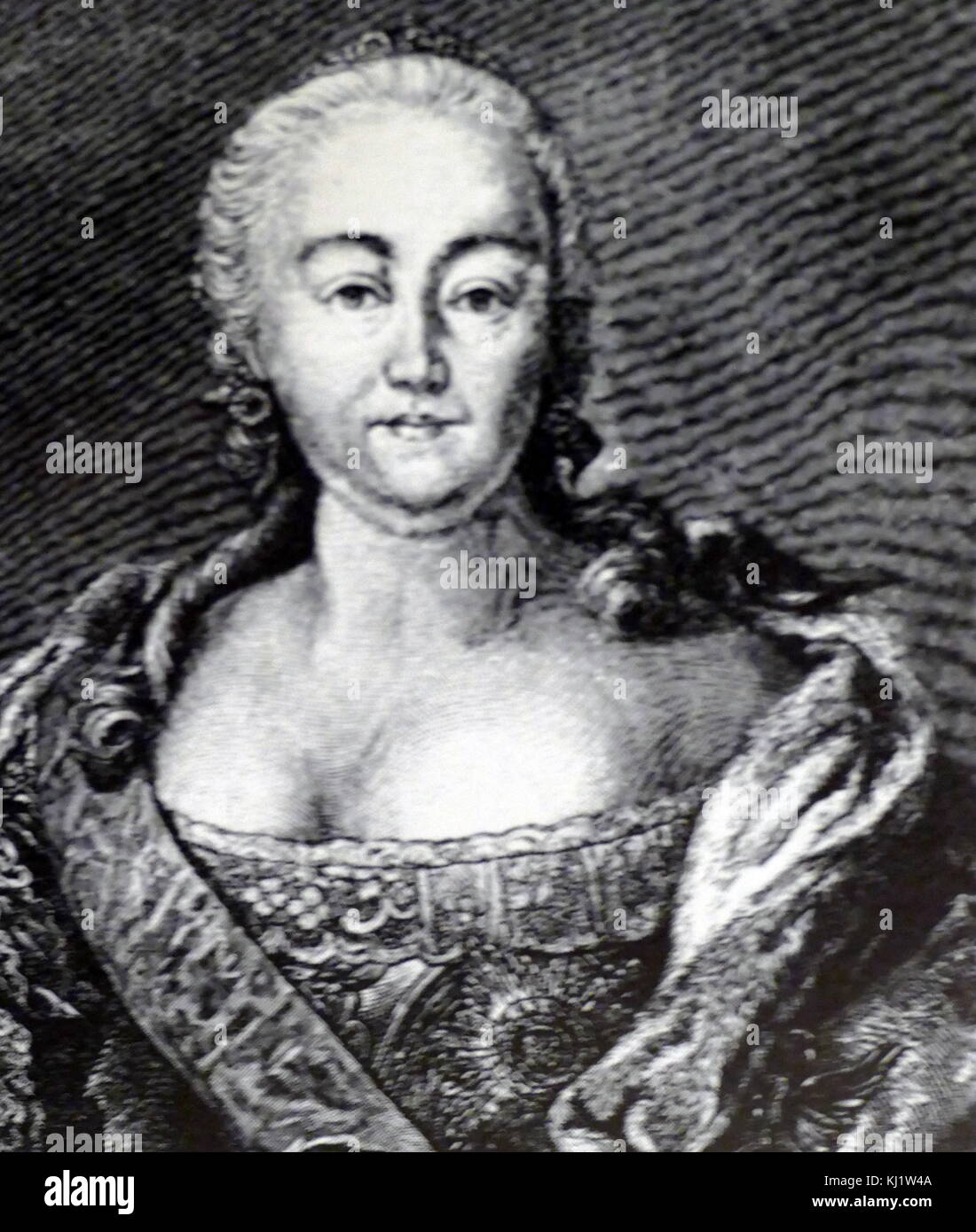 Engraved portrait of Elizabeth of Russia (1709-1762) Empress of Russia. Dated 18th Century Stock Photo