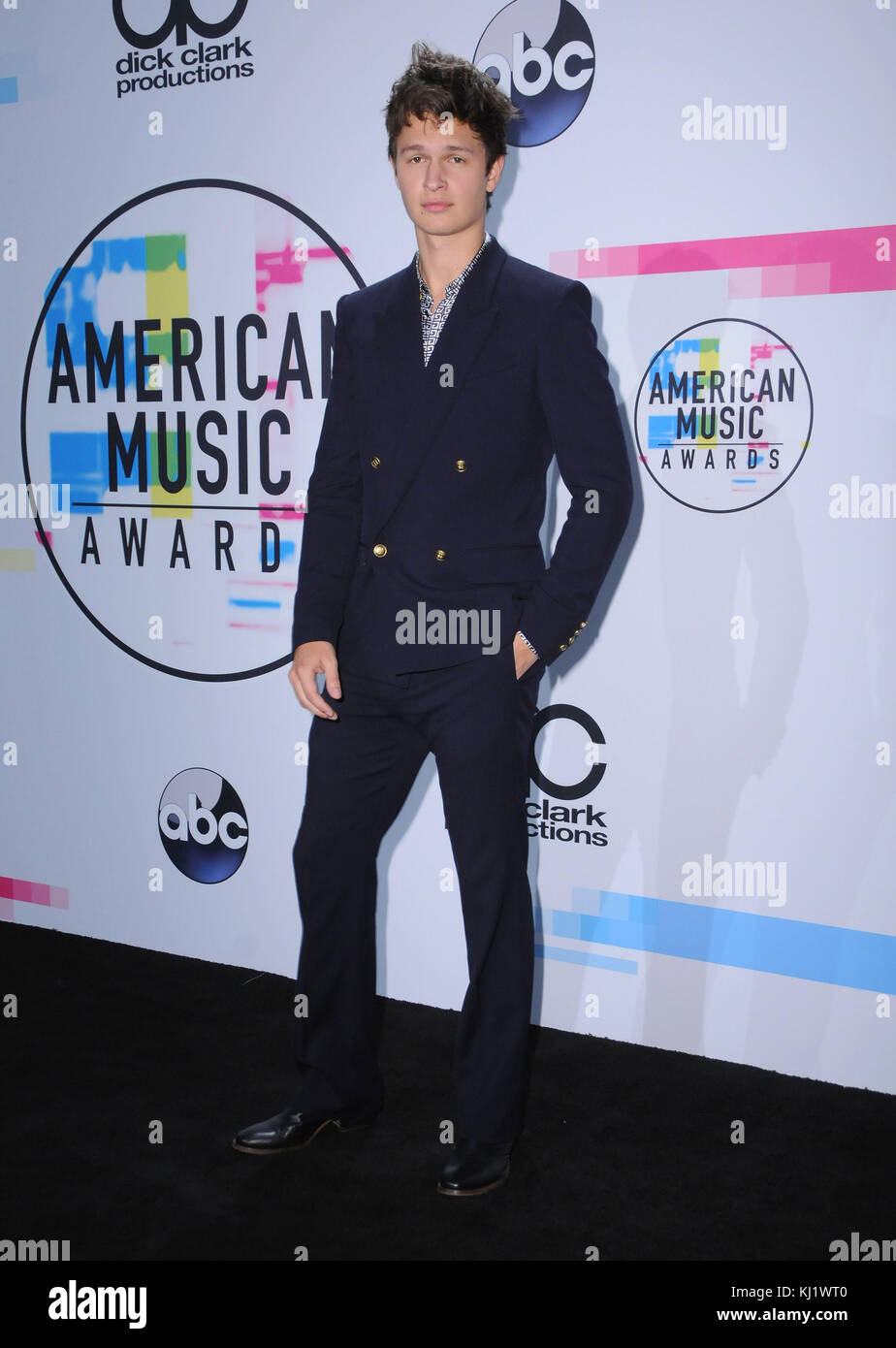 Los Angeles, USA. 19th November, 2017. - Ansel Elgort. 2017 American Music Awards - Press Room held at Microsoft Theater in Los Angeles. Photo Credit: Birdie Thompson/AdMedia Credit: Birdie Thompson/AdMedia/ZUMA Wire/Alamy Live News Stock Photo