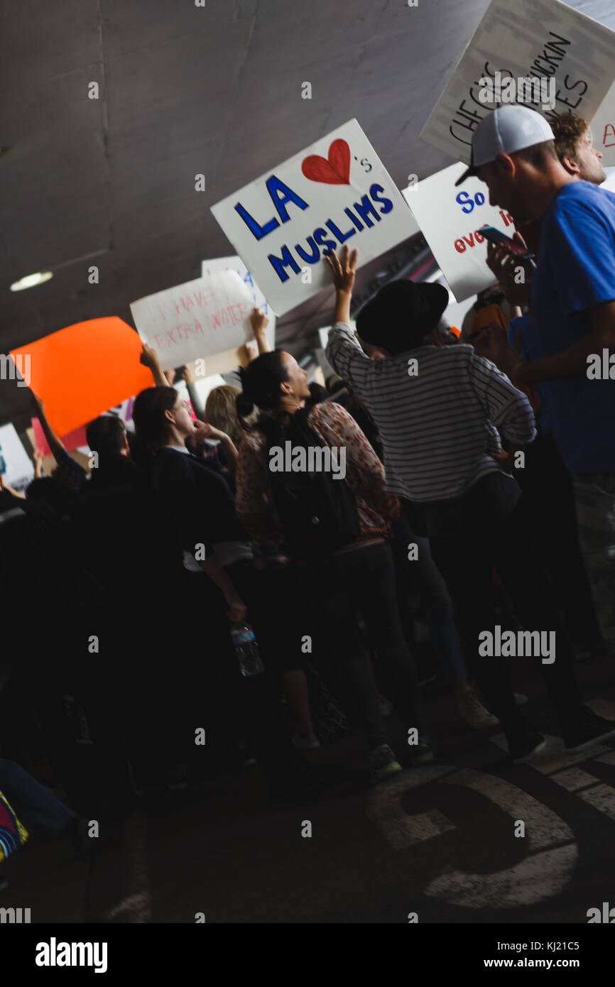 Protesters Fight Against Donald Trump's Muslim Travel Ban Stock Photo ...