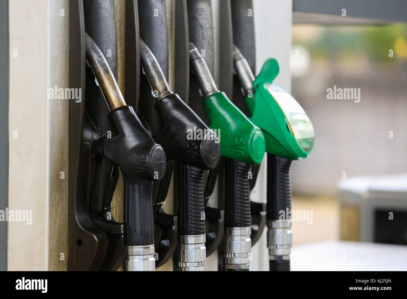 North London. UK 21 Nov 2017 - Motor fuel pumps on a petrol station forecourt in North London as Britain's Chancellor of the Exchequer Philip Hammond is expected to announce an increase in motor fuel tax in his autumn budget on Wednesday, 22 November 2017. Stock Photo
