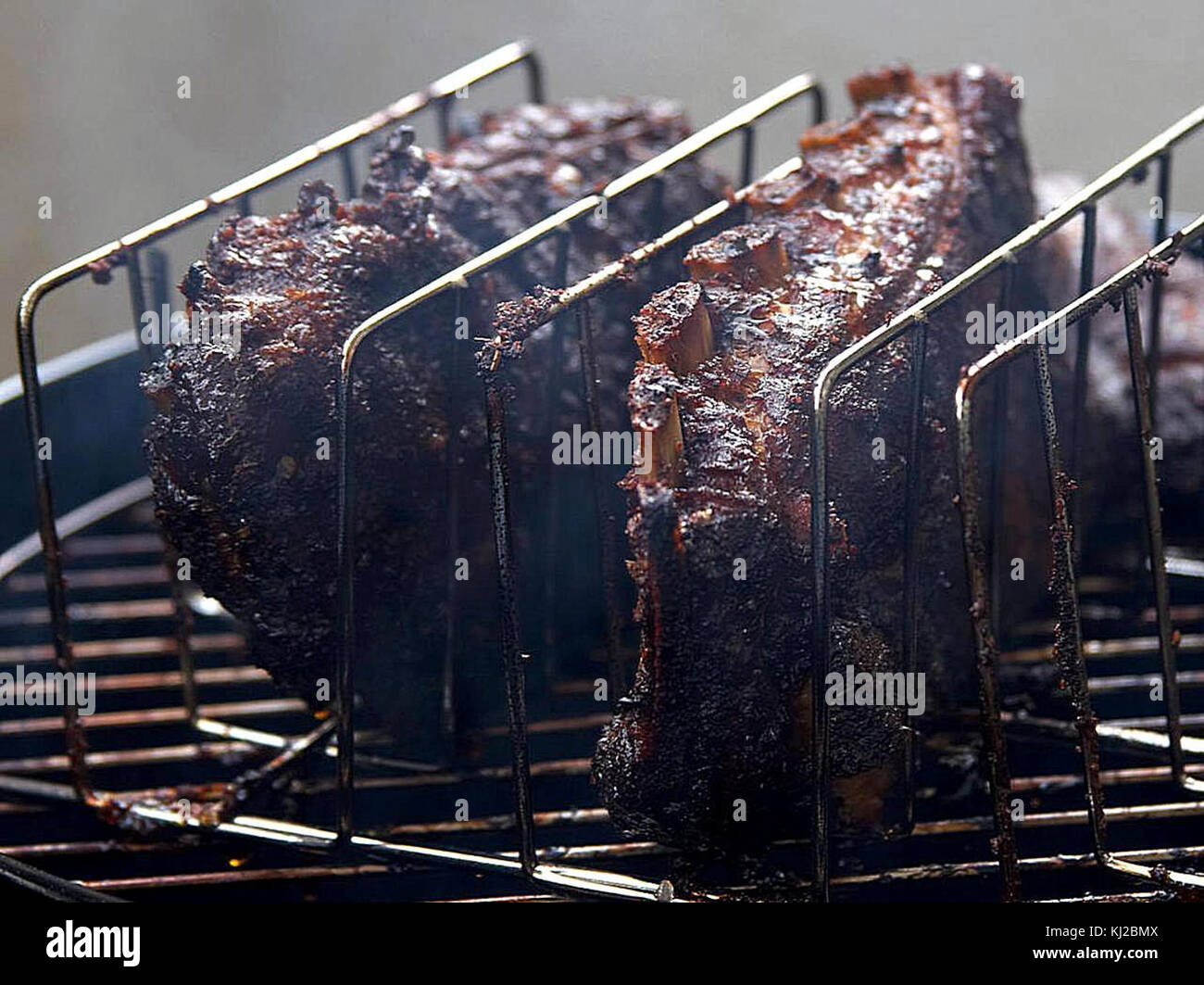 Smoked ribs on grill Stock Photo Alamy