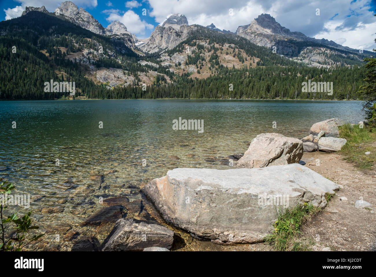 Grand Teton mountains and Bradley Lake in the Grand Teton National Park ...