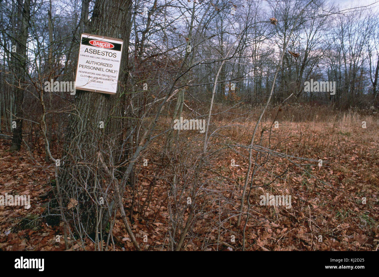 Asbestos dump hazard sign Stock Photo Alamy