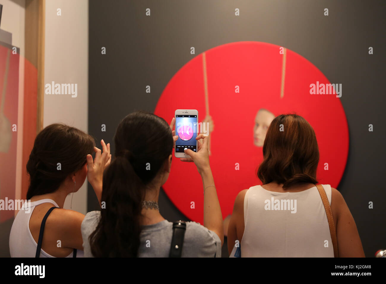 ISTANBUL, TURKEY - SEPTEMBER 17, 2017: People visit the 12th edition of Contemporary Istanbul. Stock Photo