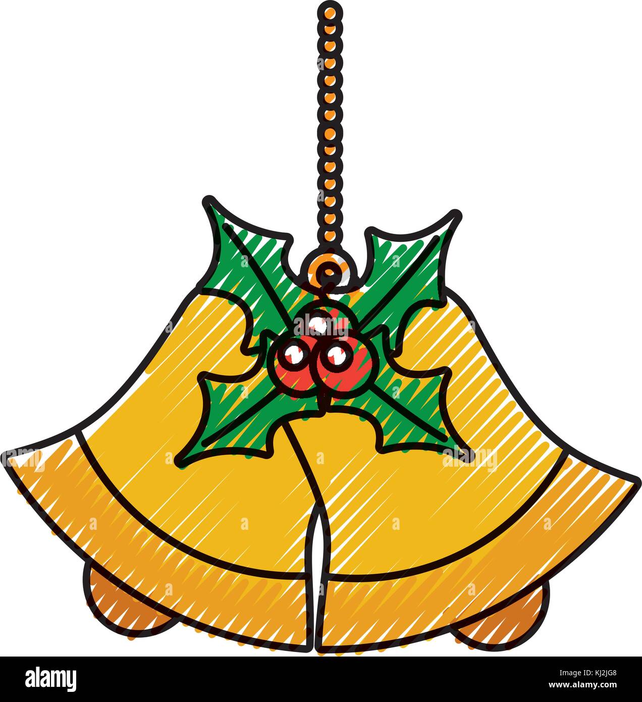 bells with holly berries christmas related icon image Stock Vector ...