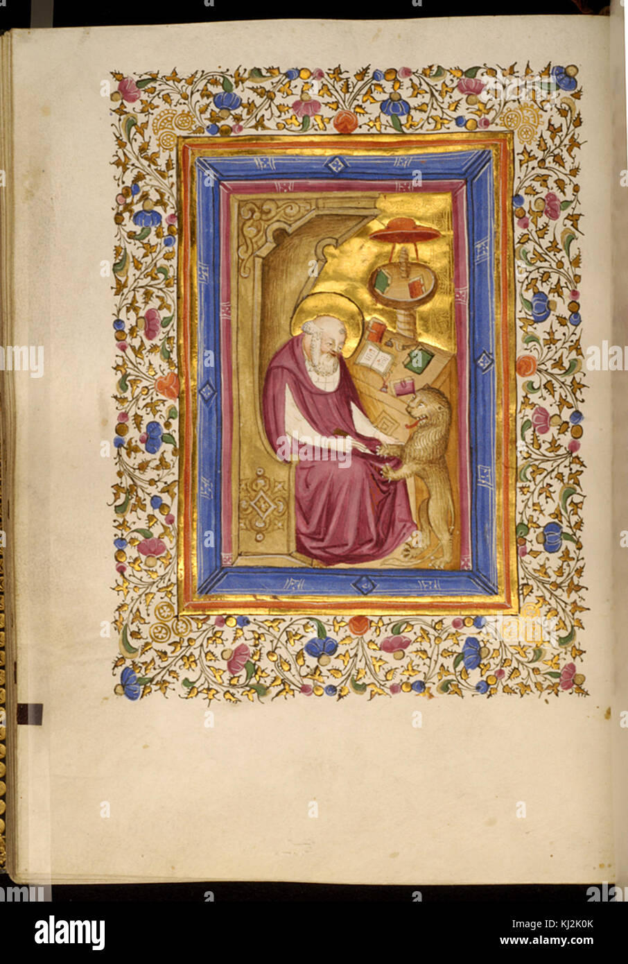 Master of Isabella di Chiaromonte - Leaf from Book of Hours - Walters W328178V - Open Reverse Stock Photo