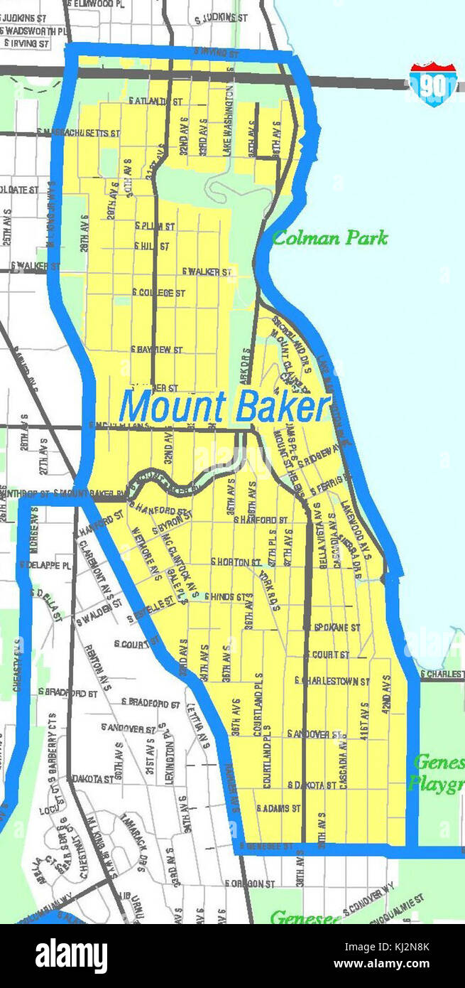 Seattle Mount Baker map Stock Photo Alamy