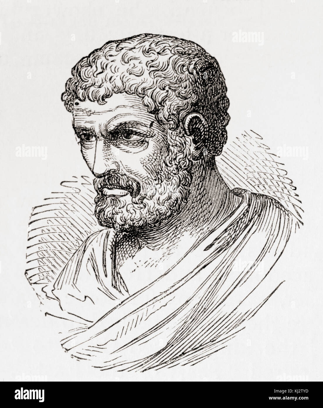 Euclid aka Euclid of Alexandria, c. 325 BC - c. 270 BC. Greek mathematician, often referred to as the founder of geometry and the father of geometry.  From Ward and Lock's Illustrated History of the World, published c.1882. Stock Photo