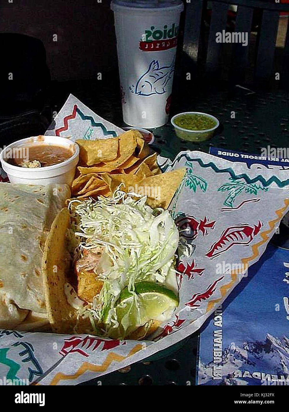 Rubios fish taco food Mexican salsa Stock Photo - Alamy