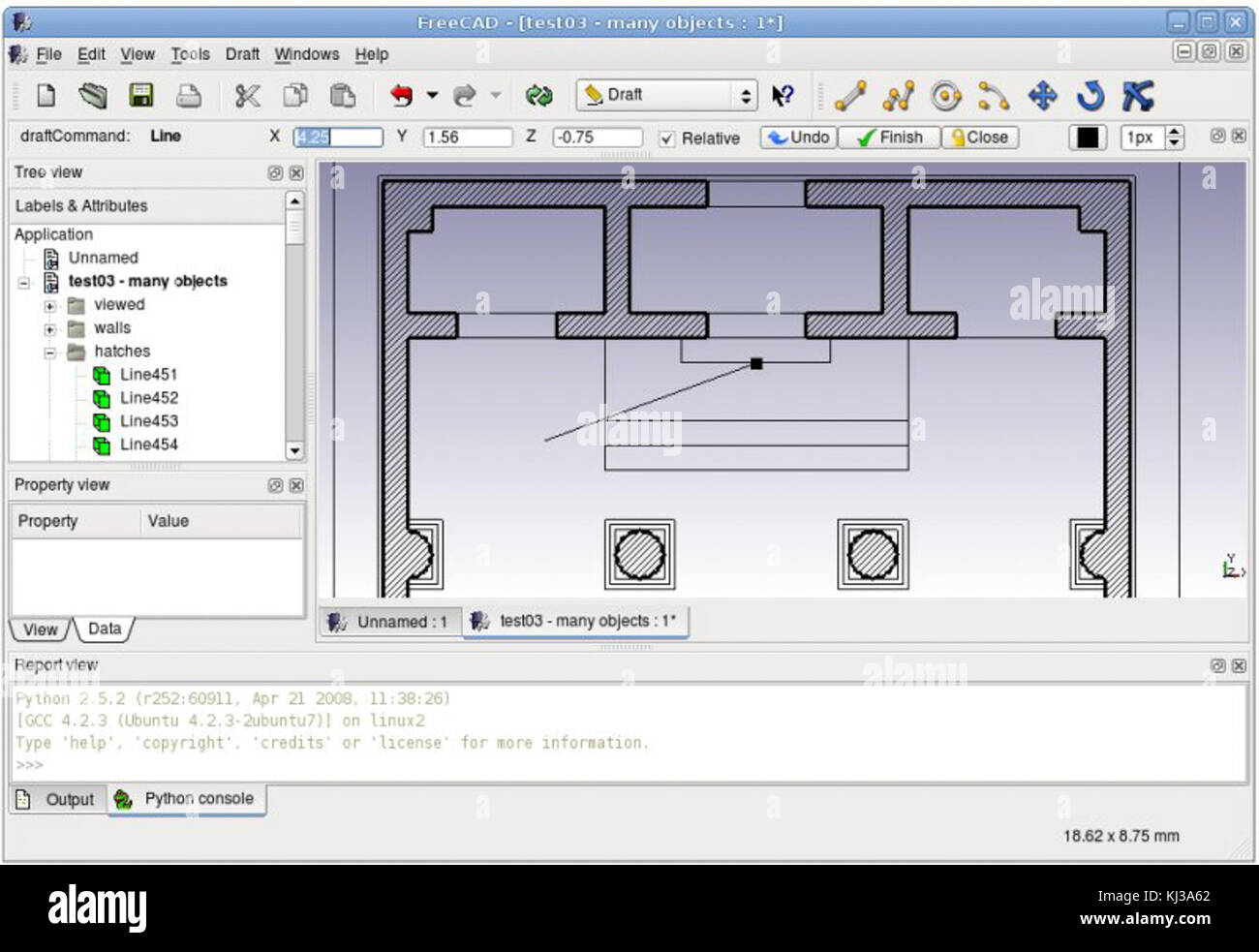 Freecad screenshot Draft module Stock Photo Alamy