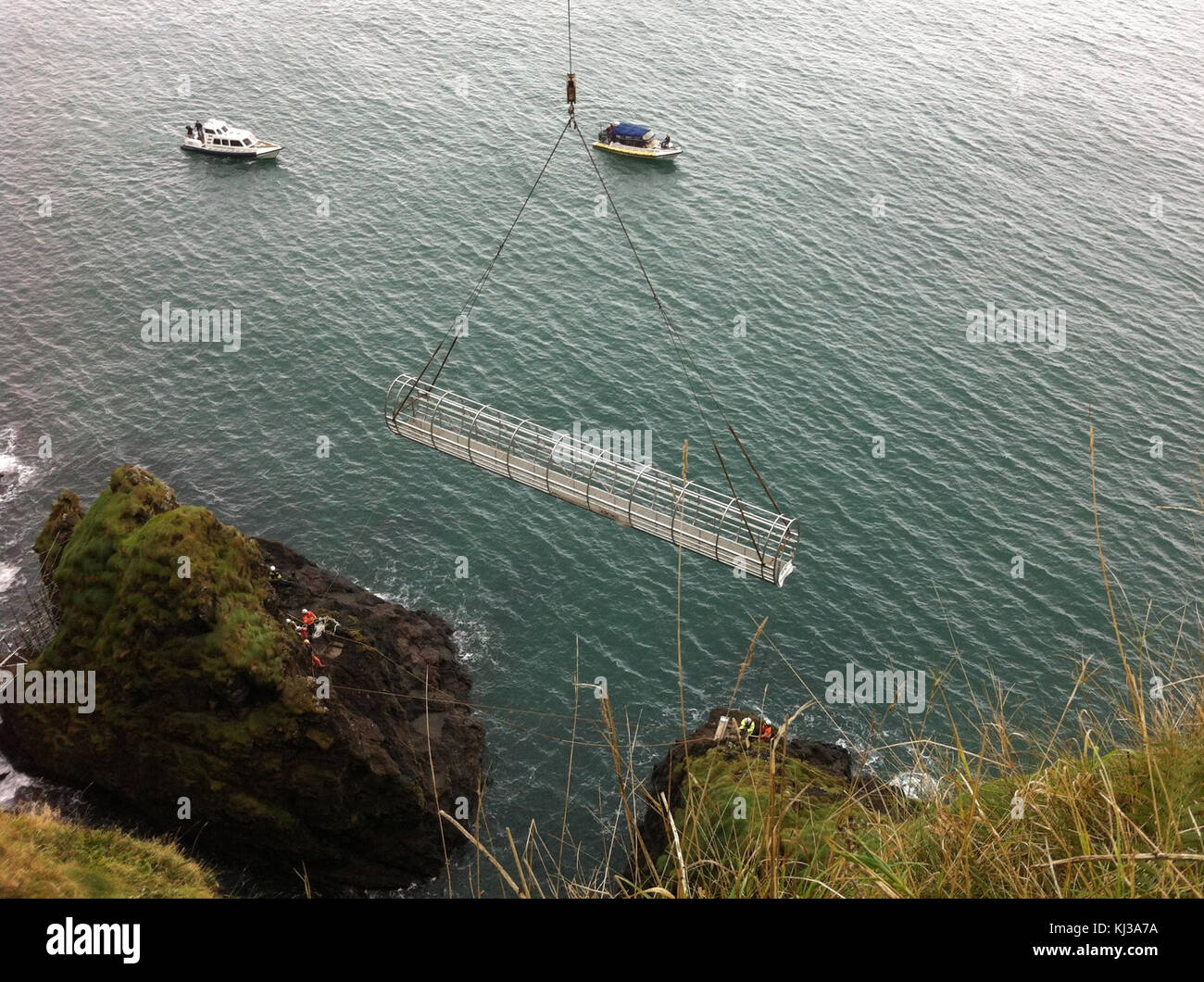 Replacement tubular bridge at the Gobbins Stock Photo Alamy
