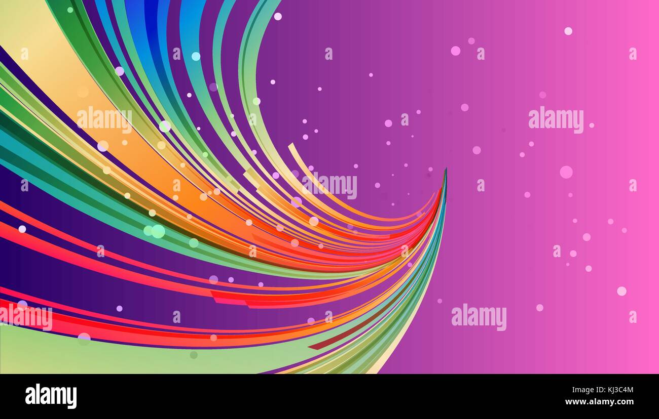 Abstract colorful pink and purple background with curve element, directed beam lines Stock Vector