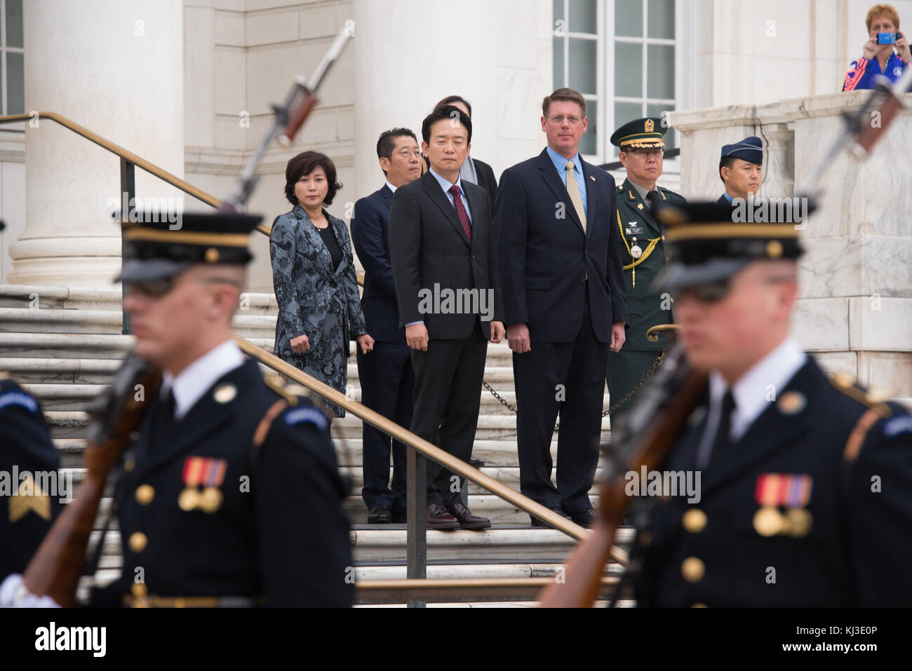 Gyeonggi Province Governor laid a wreath at the Tomb of the Unknown Soldier in Arlington National Cemetery (22520759995) Stock Photo