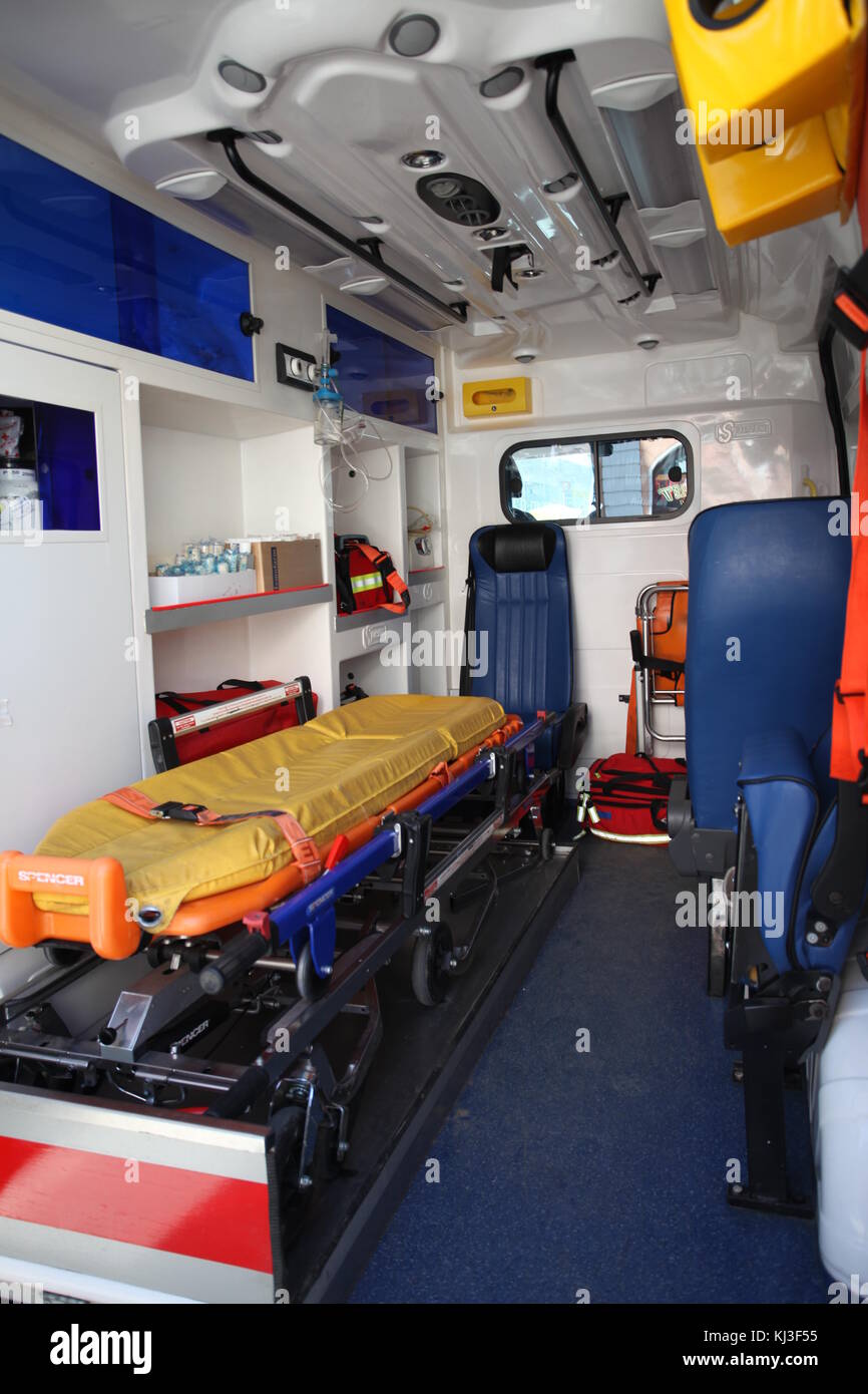 Ambulance car from inside and back space Stock Photo - Alamy