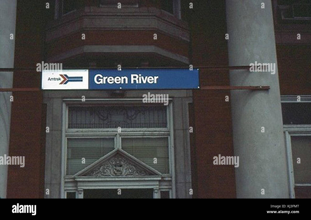 Green River station sign Stock Photo - Alamy