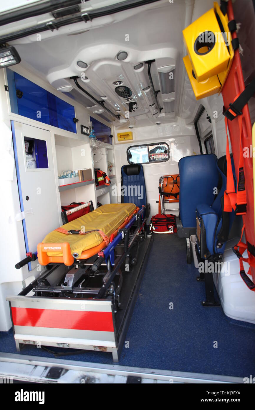 Ambulance car from inside and back space Stock Photo Alamy