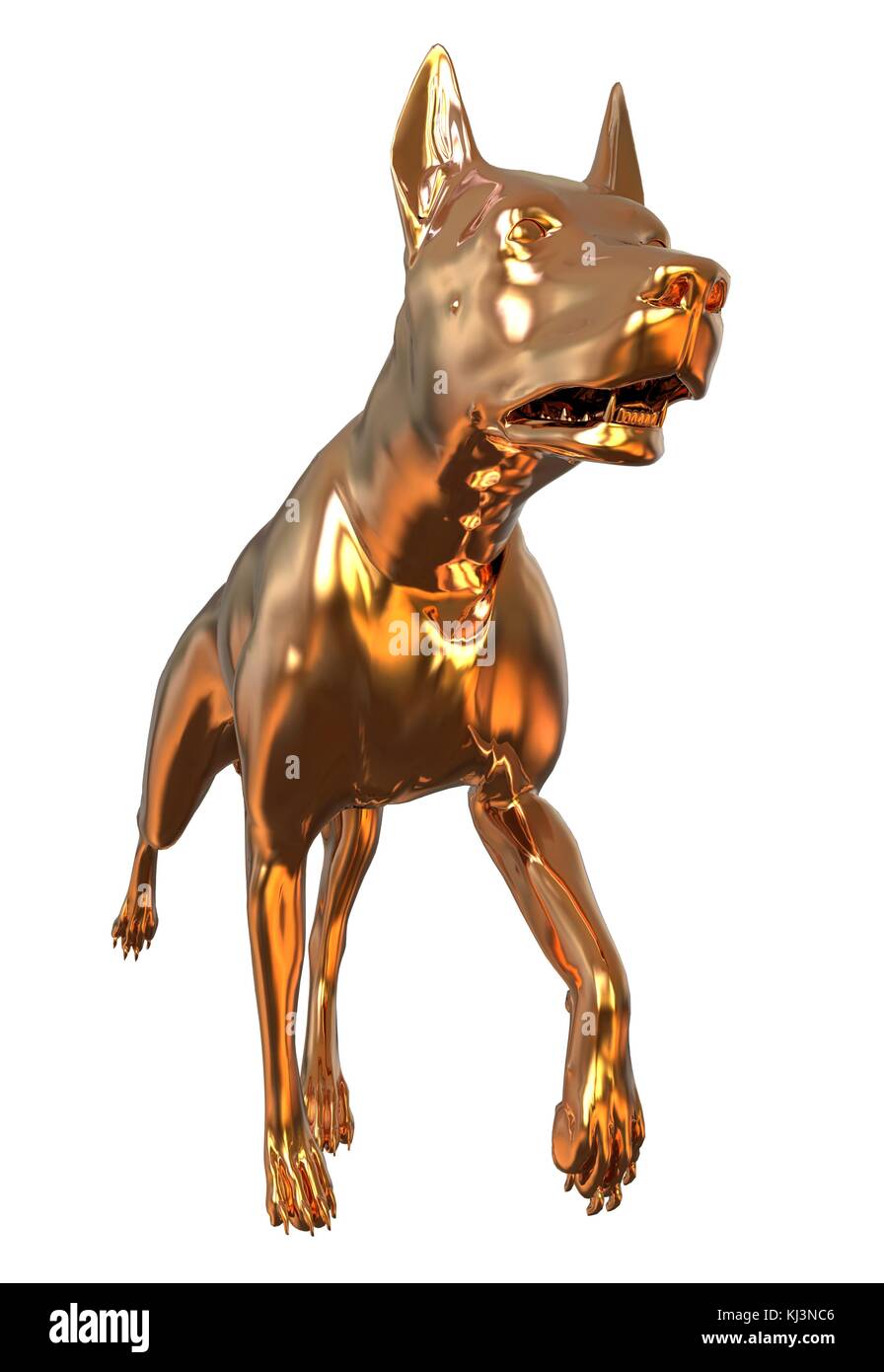 Golden Yellow Dog 3D Illustration Isolated On White Stock Photo
