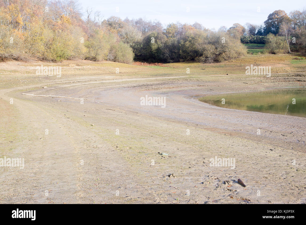 Bewl Water reservoir  low capacity level Stock Photo