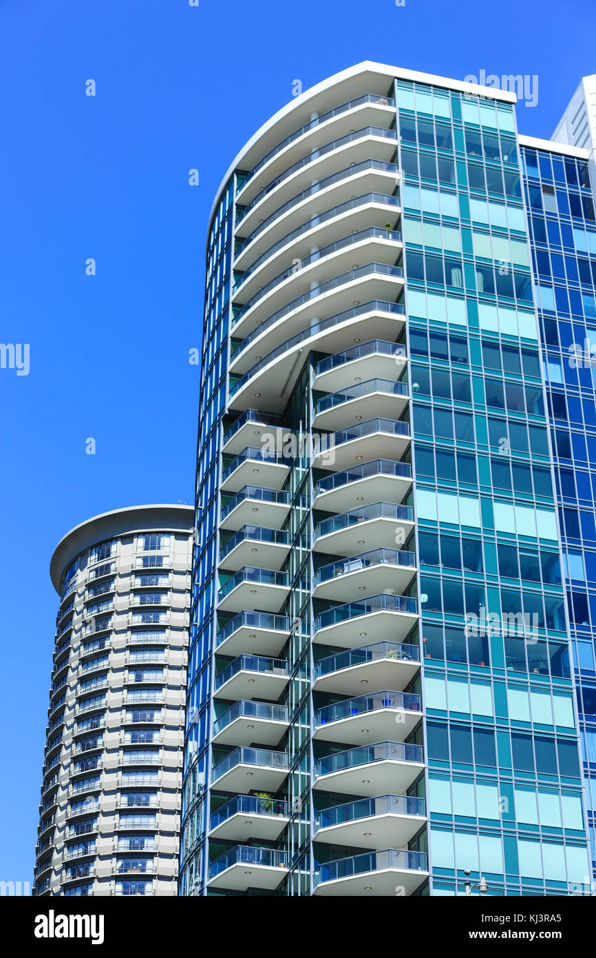 High Rise Condo Towers in Seattle with Balconies Stock Photo