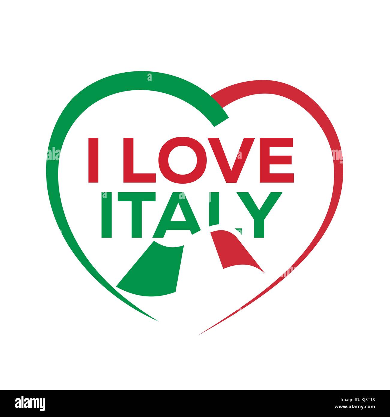 I love italy with outline of heart and italian flag, icon design ...