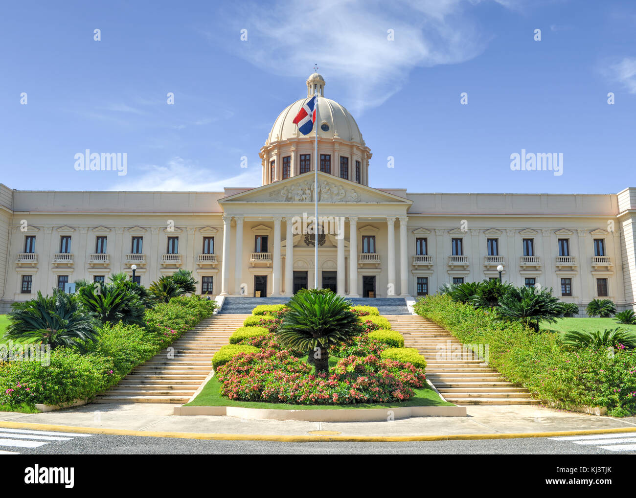 The National Palace in Santo Domingo houses the offices of the Executive Branch (Presidency and Vice-Presidency) of the Dominican Republic. Stock Photo