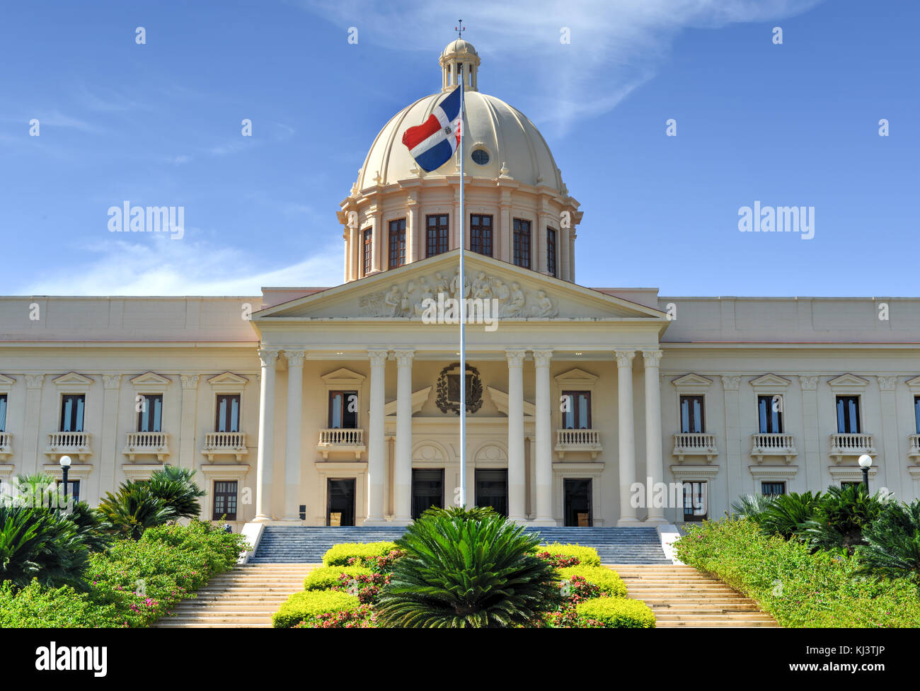 The National Palace in Santo Domingo houses the offices of the Executive Branch (Presidency and Vice-Presidency) of the Dominican Republic. Stock Photo