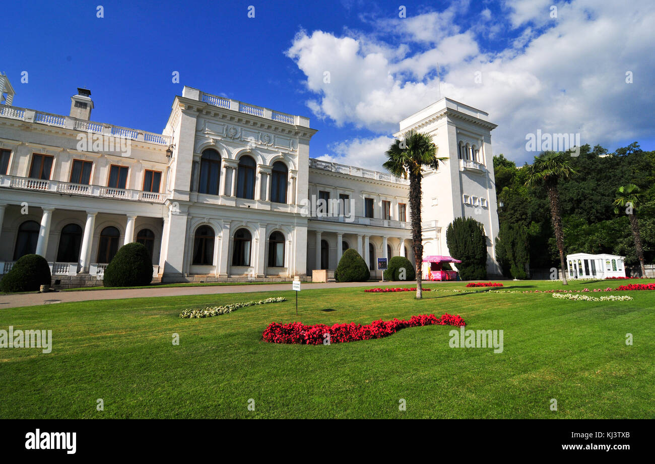 Livadia Palace, Crimea, Ukraine. A summer retreat of the last Russian tsar, Nicholas II, and his family in Livadiya, Crimea in southern Ukraine. Stock Photo