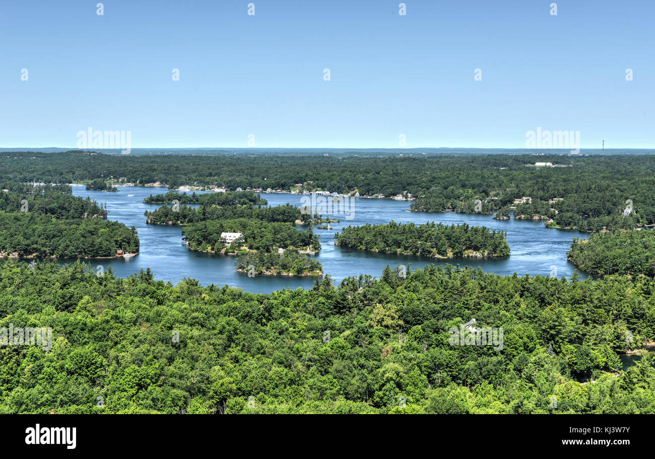 The Thousand Islands Region as seen from the Skydeck. Stock Photo