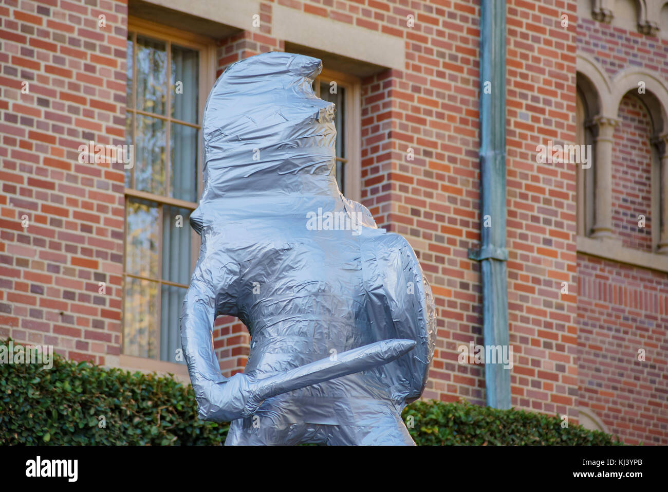 Los Angeles, NOV 19: Tommy Trojan wrap with duct tape on NOV 19, 2017 at Los Angeles, California, United States Stock Photo