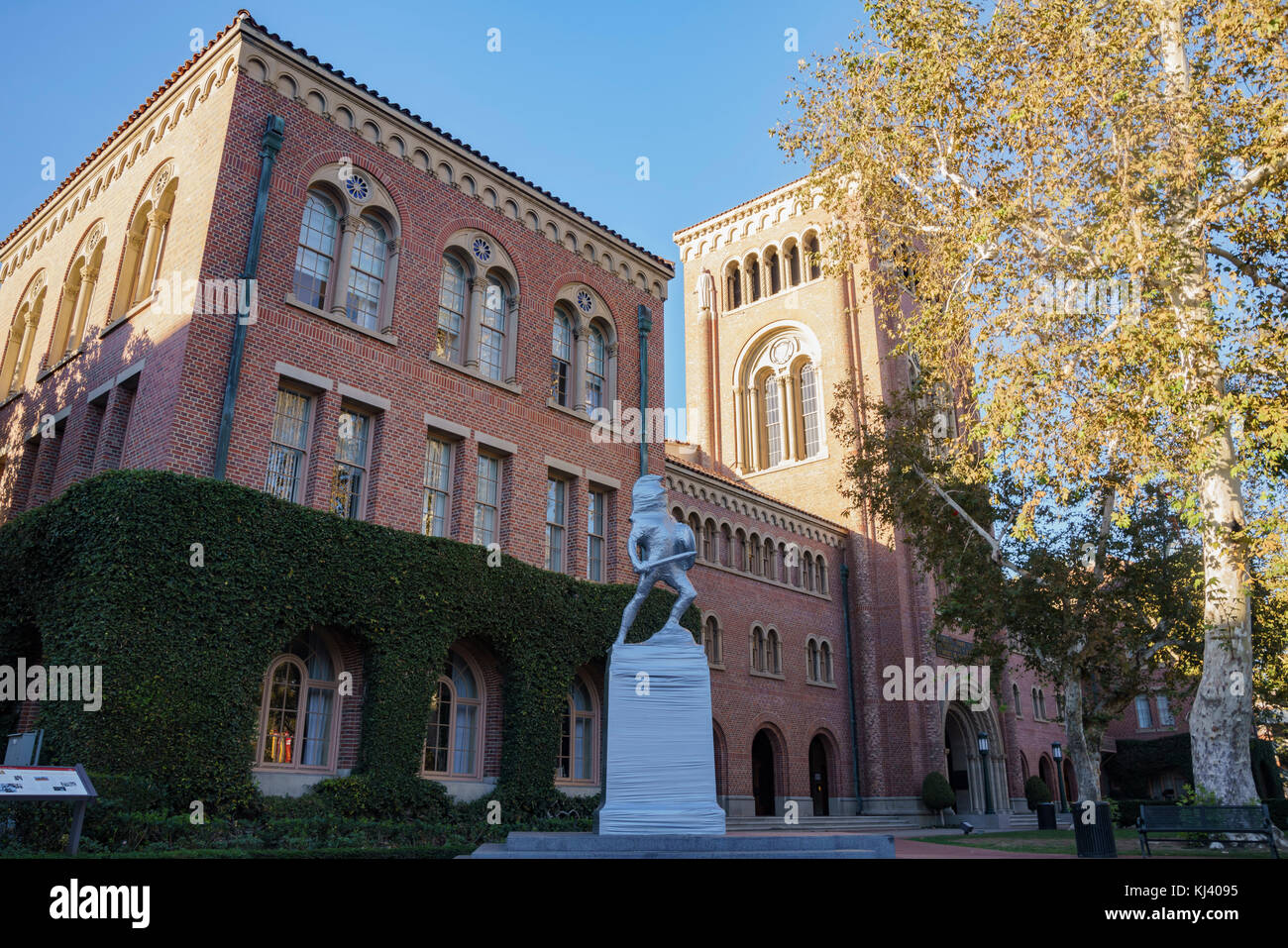 Los Angeles, NOV 19: Tommy Trojan wrap with duct tape on NOV 19, 2017 at Los Angeles, California, United States Stock Photo