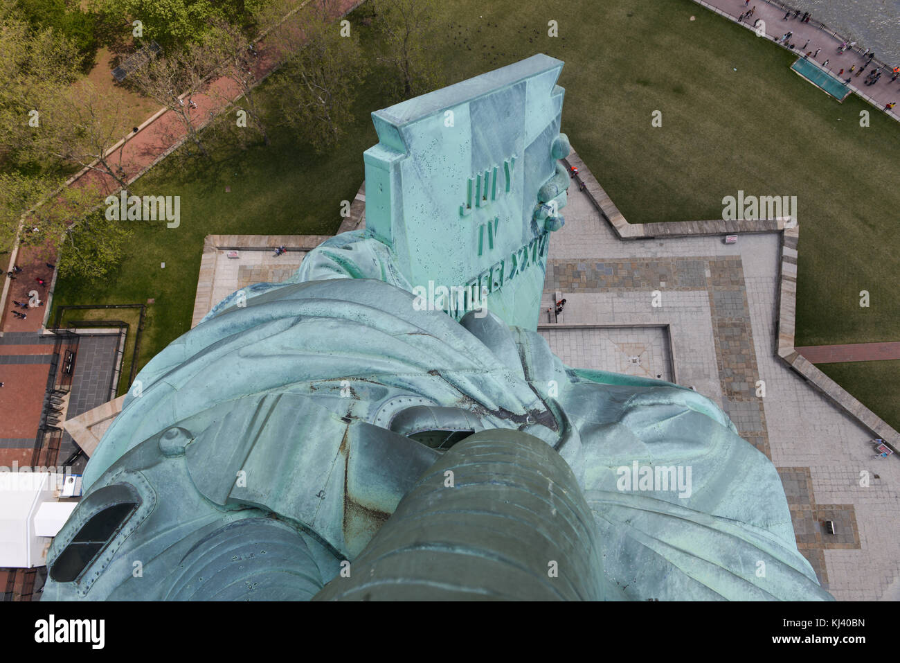 Statue of Liberty Tablet viewed from the crown with the inscription in