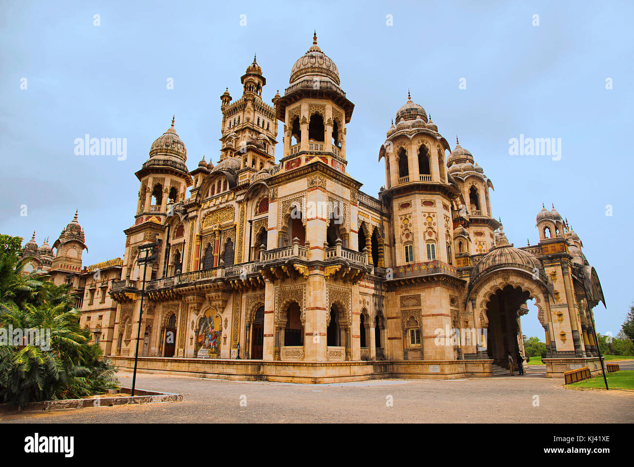 Partial view of The Lakshmi Vilas Palace, was built by Maharaja Sayajirao Gaekwad 3rd in 1890, Vadodara (Baroda), Gujarat, India Stock Photo