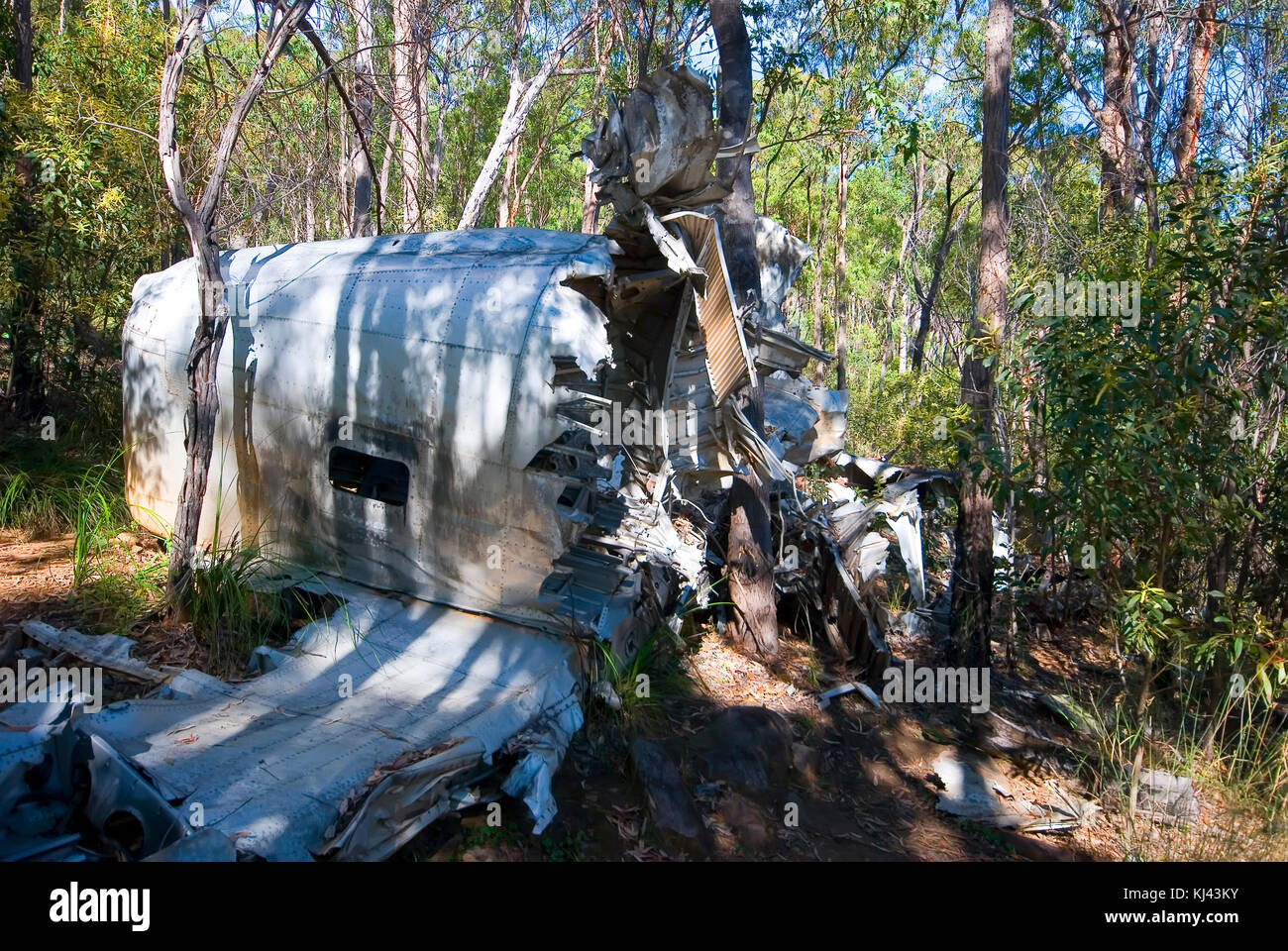 The wreckage of Beautiful Betsy, an American Liberator bomber that crashed in 1945 on Kroombit Tops Queensland Stock Photo