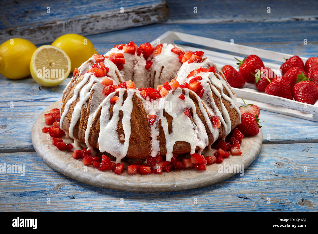 Strawberry lemonade bundt cake Stock Photo Alamy