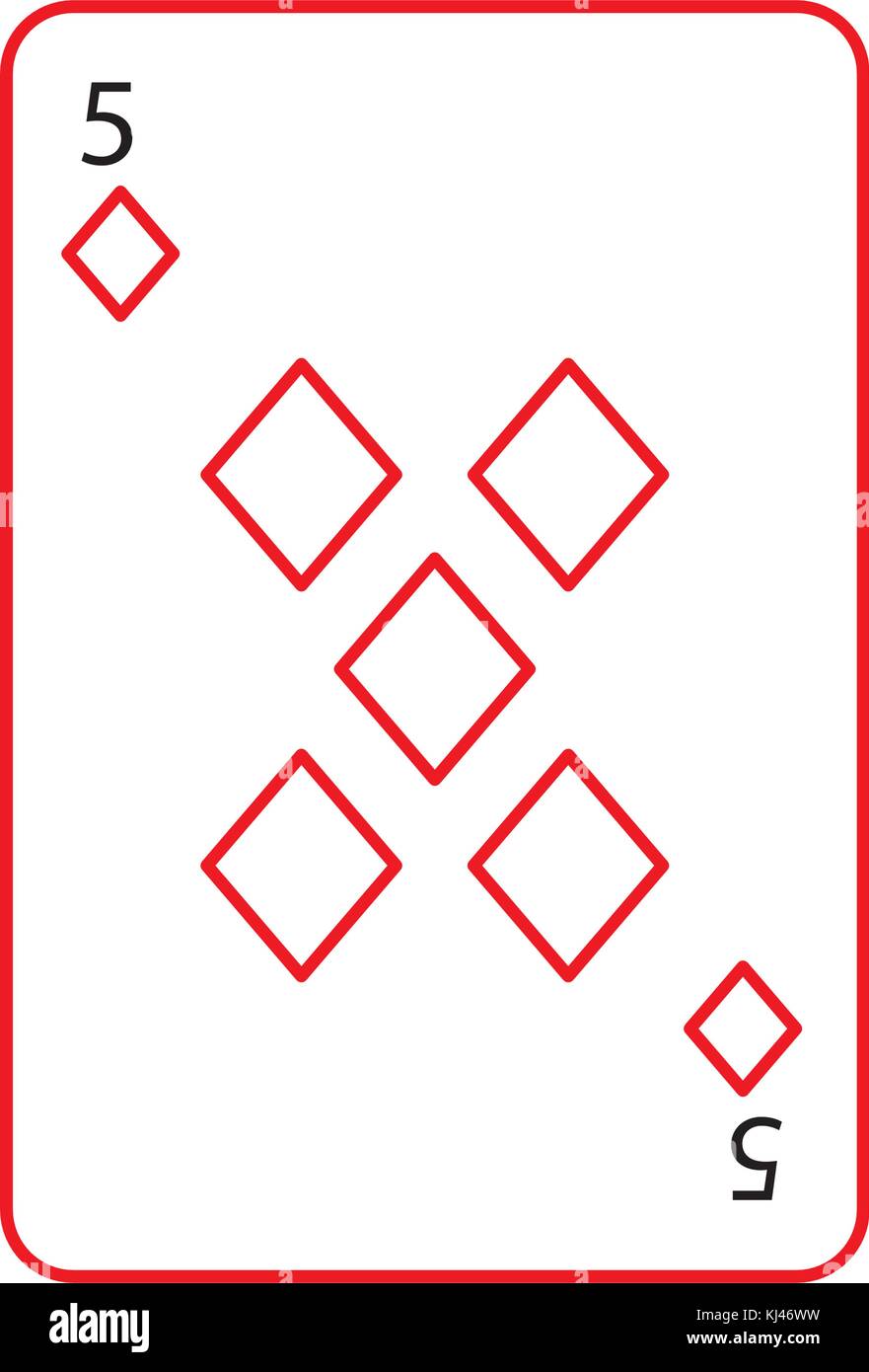 five of diamonds or tiles french playing cards related icon icon Stock