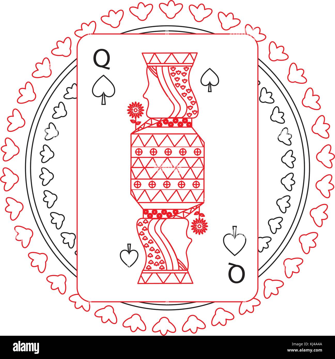 Round Shape Of Playing Card Queen Character Poker Stock Vector Image 