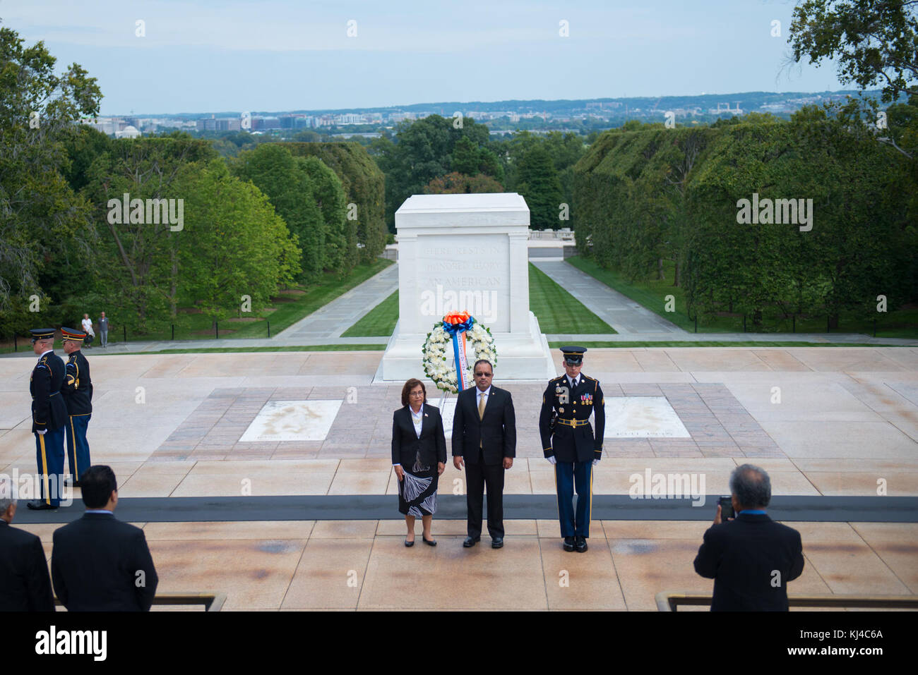 President of the Republic of the Marshall Islands, H.E. Hilda C. Heine, Participates in a Public Wreath-Laying Ceremony at Arlington National Cemetery (37004675066) Stock Photo