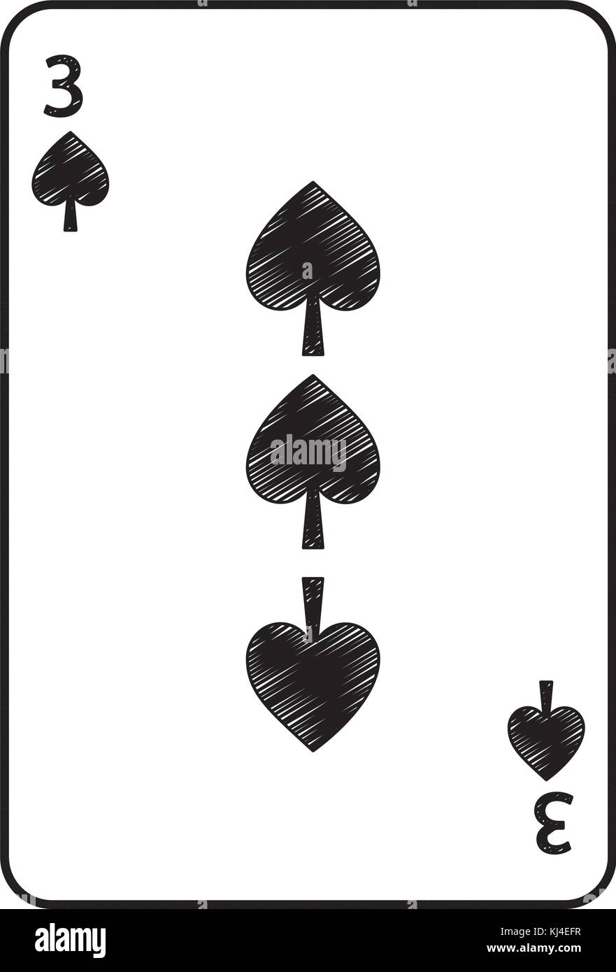 three of spades french playing cards related icon icon image Stock