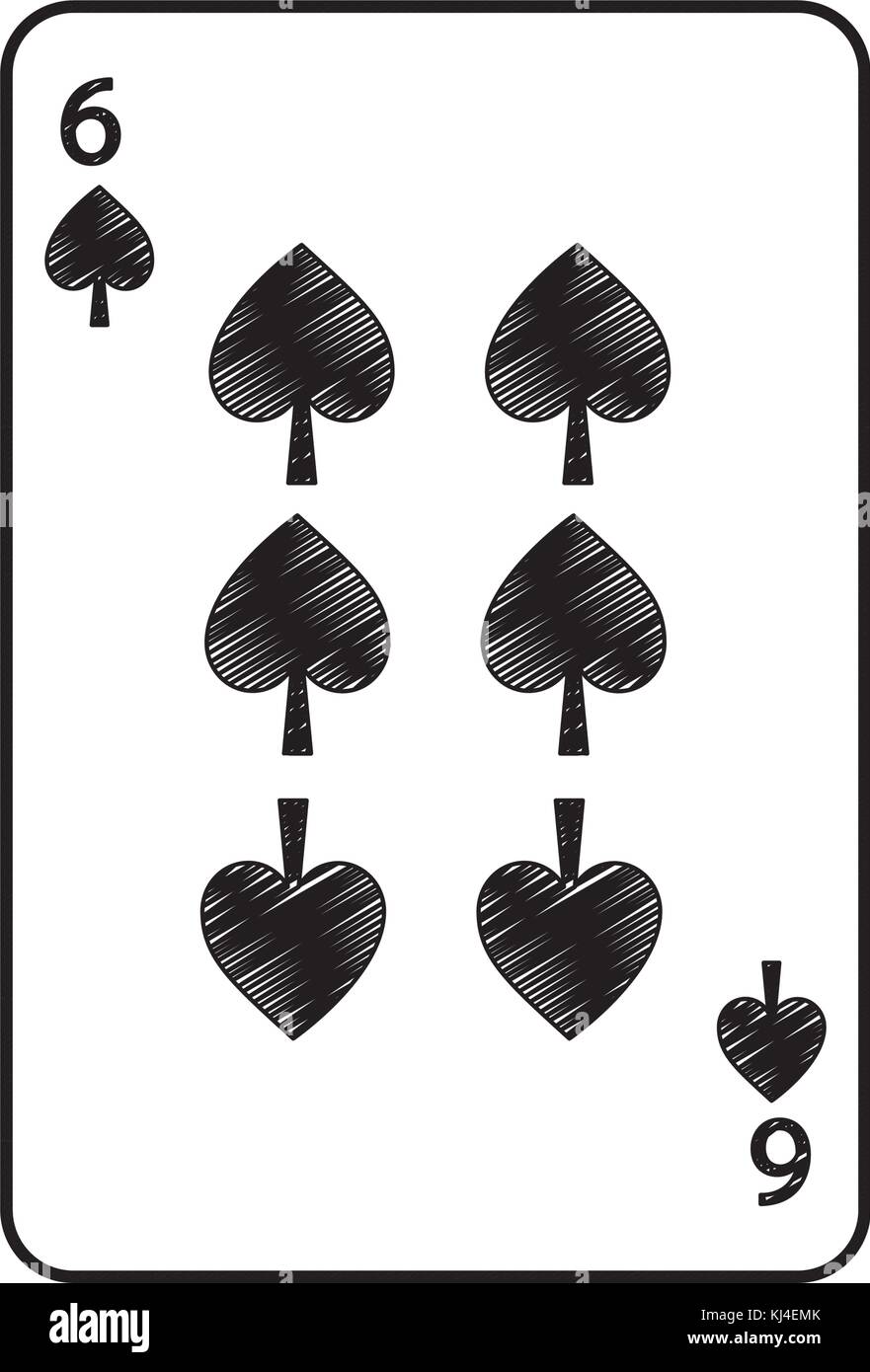 six of spades french playing cards related icon icon image Stock Vector
