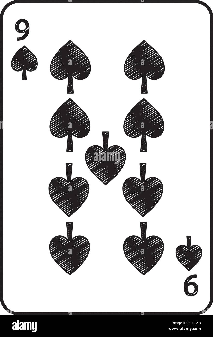 nine of spades french playing cards related icon icon image Stock