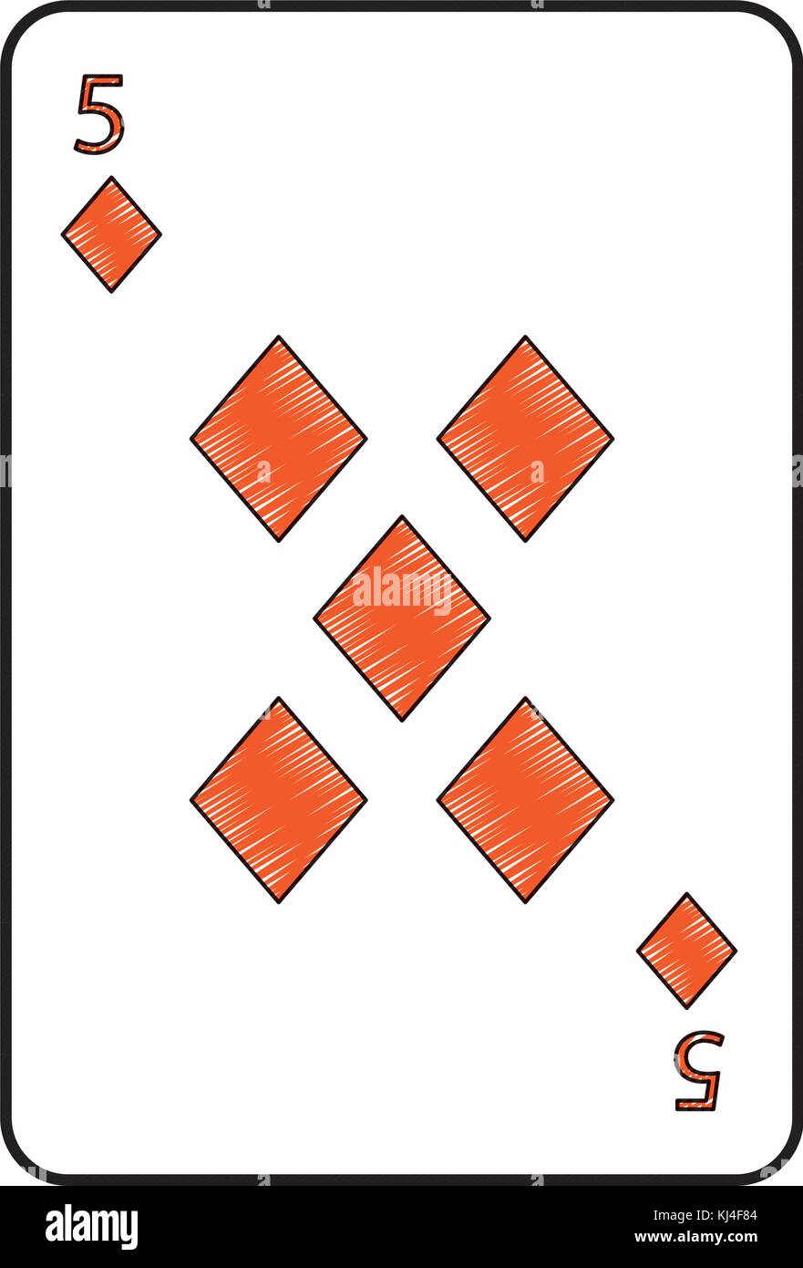 five of diamonds or tiles french playing cards related icon icon Stock