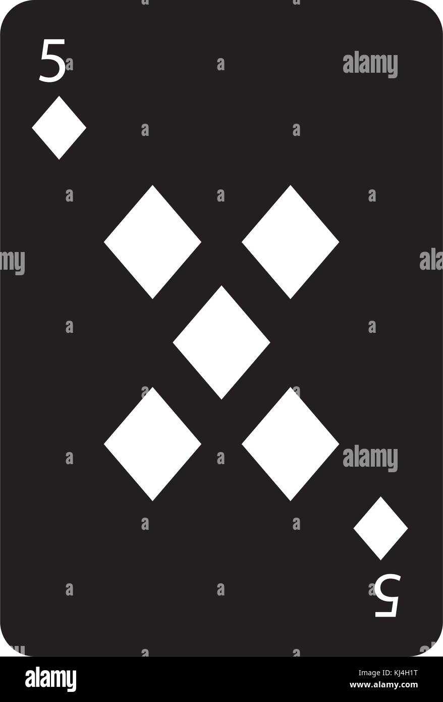 five of diamonds or tiles french playing cards related icon icon Stock